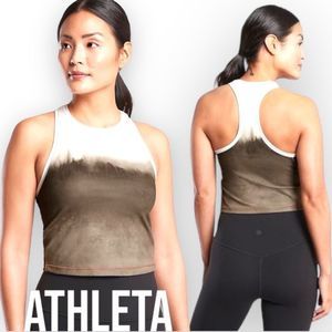 Athleta Shanti Watercolor Stripe Crop Tank Size XXS in Mortar Mushroom color 🍄